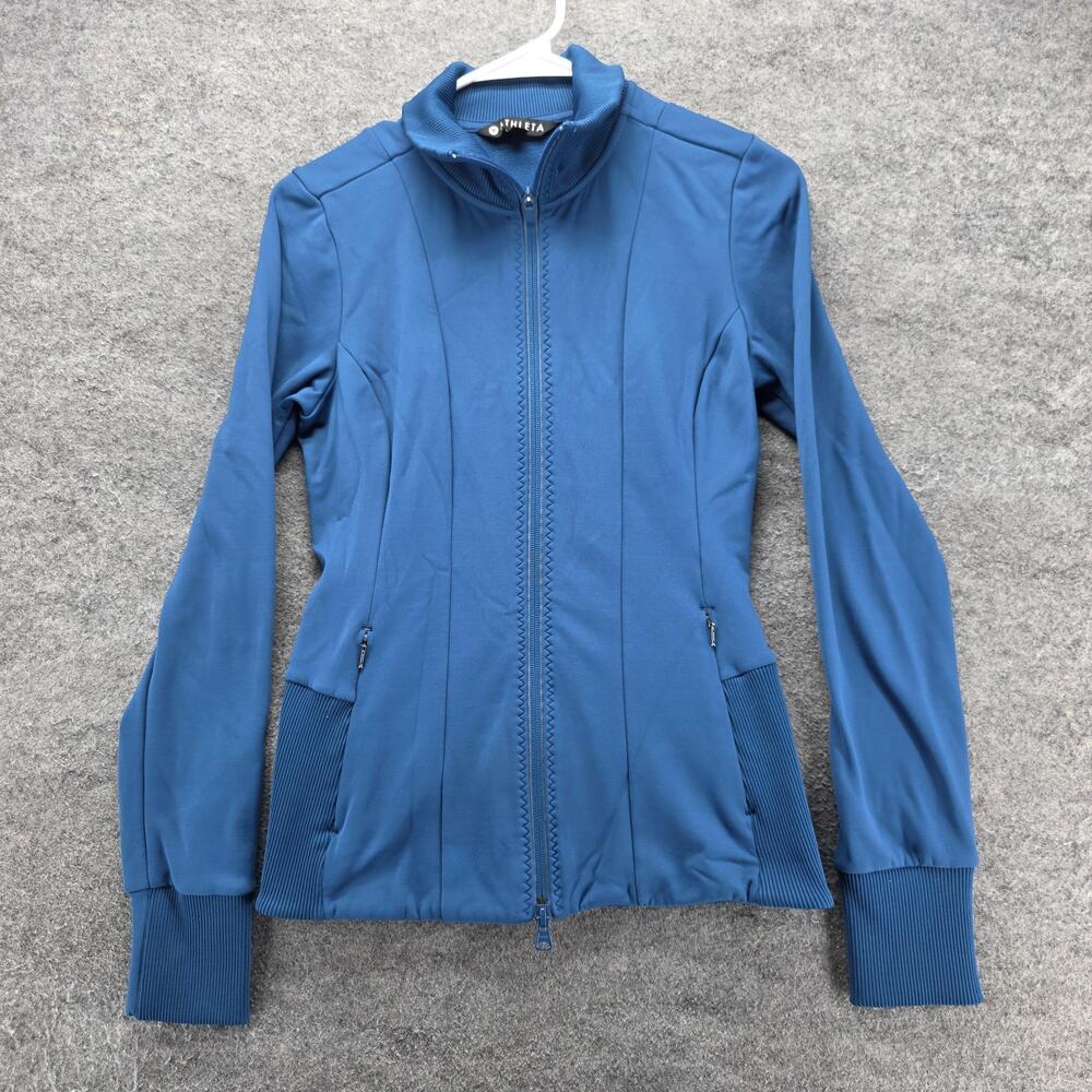 Athleta Jacket Womens XS Blue Track Jacket Full Zip Lined Pockets Thumbholes